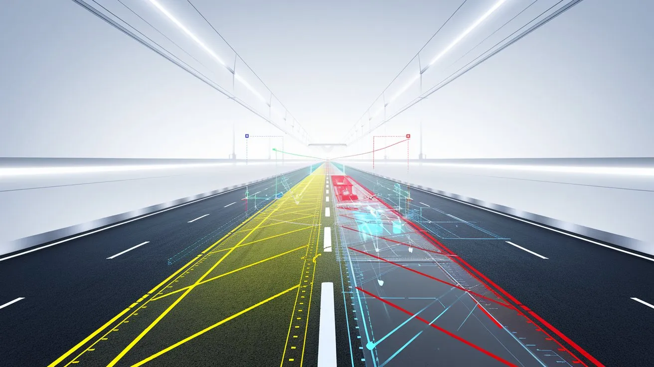 Voirie analysée par mobile mapping avec défauts et emprises géoréférencés